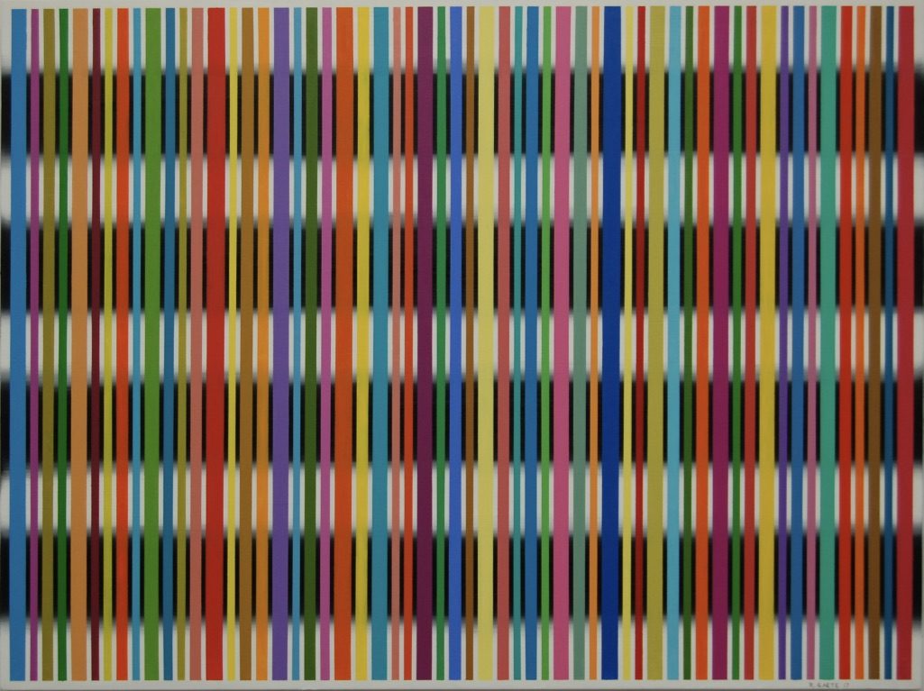 Detail of 58 Colors from Blue to Red, 2017, oil on canvas by Rafael Gaete